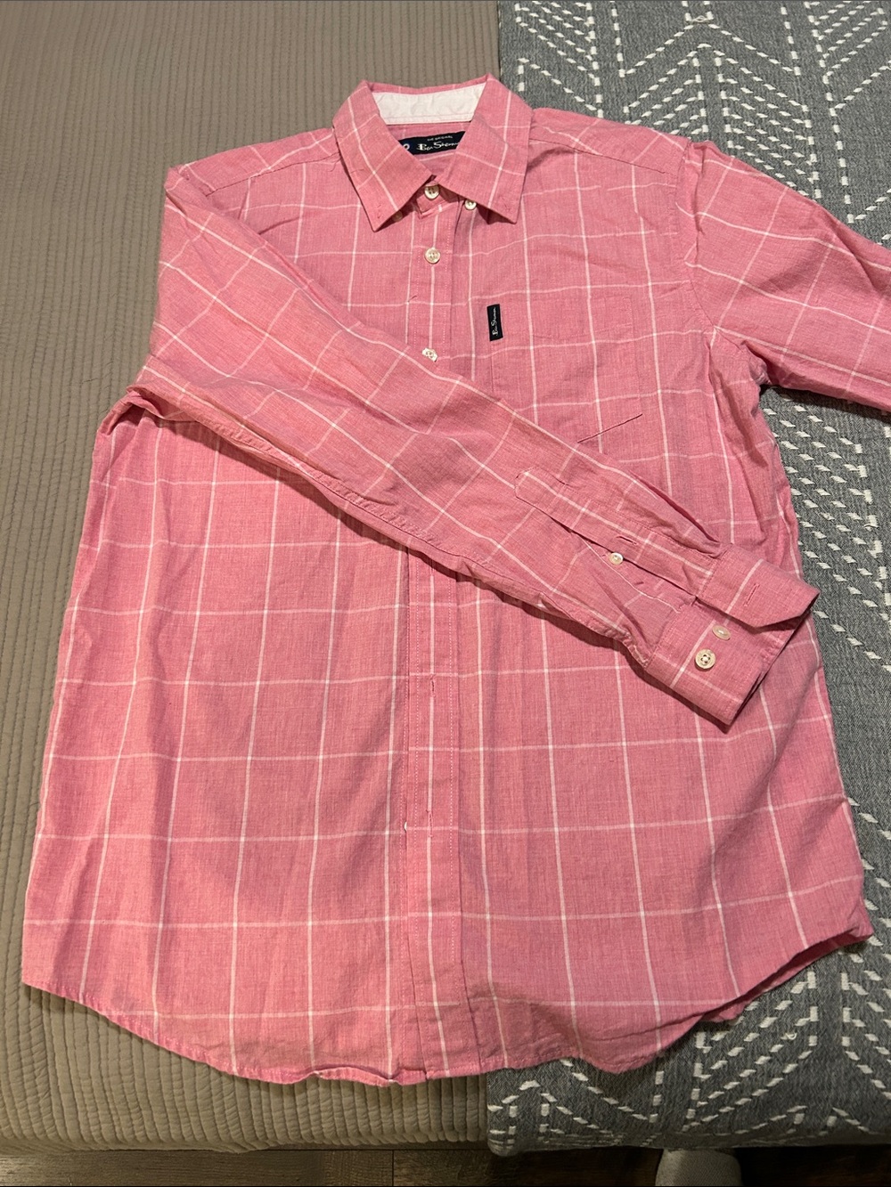 Ben Sherman Pink Windowpane Check Button-Down Shirt